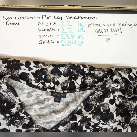 J.Jill Wearever Sz XL Floral Bell Long Sleeves Top Gathered Side Classic Stretch - Picture 9 of 9